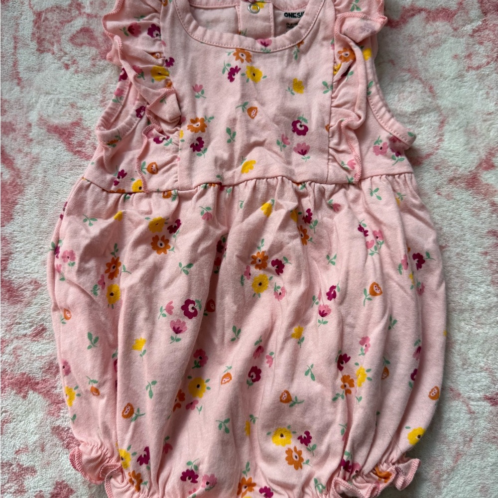Pink Floral Baby Romper